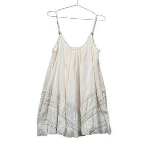 Robin Piccone Ivory Cotton Lace Trim Boho Cami Tank Top dress Women's Medium
